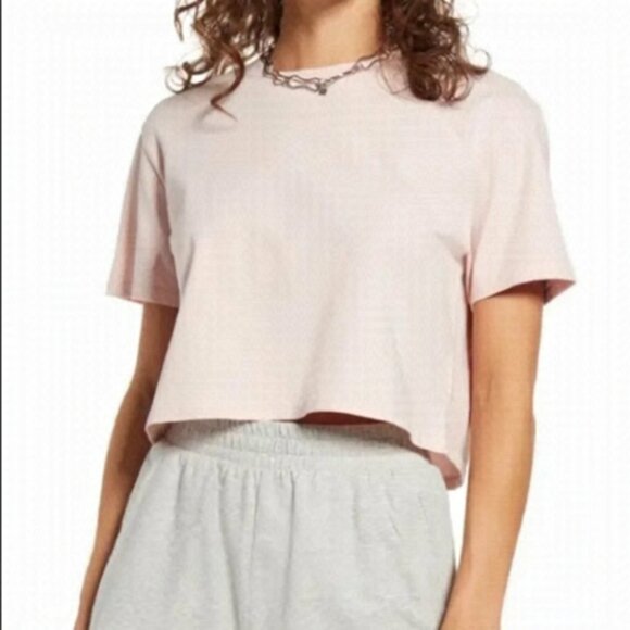 OPEN Edit 100% organic Boxy Crop cotton T-shirt In Pink LotXSmall - Picture 1 of 9
